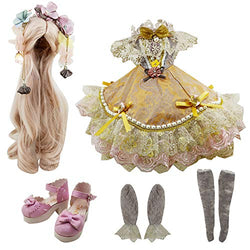 Dolls' Skirt Wig Shoes Socks Accessories Full Set for 20-23inch 1/3 60cm BJD Doll （Carrena）