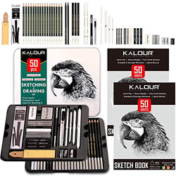 KALOUR 50-Pack Sketch Drawing Pencils Kit with 3-Color
