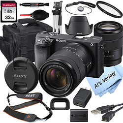 Sony Alpha a6400 Mirrorless Digital Camera with 18-135mm Lens + 32GB Card, Tripod, Case, and More (18pc Bundle)