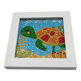 ParNarZar Small and Easy DIY 5d Diamond Painting Kits Mosaic Making with White Frame for Kids - Little Turtle 6X6inches