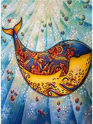 5D DIY Diamond Painting Kits for Adults Full,Whale Full Drill Embroidery Paintings Rhinestone Pasted DIY Painting Cross Stitch Arts Crafts for Home Wall Decor 11.8×15.8Inches