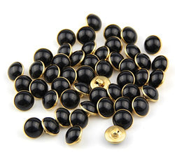 Pack of 50pcs 13mm Black Pearl Half Resin Dome Cap Copper Base Buttons for Crafting Sewing