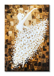 Paimuni Ballet Girl Oil Painting Dancer in Floral Dress 3D Texture Palette Knife Hand Painted Abstract Canvas Modern Home Decor Wall Art Picture Ready to Hang 24x36 Inch