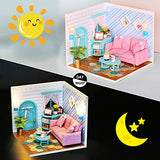 HETOMI DIY Dollhouse Miniature Kit with Furniture, Wooden Mini Room Plus Furniture and Dust Proof/Cover Accessories, Tiny House Building Kit Miniatures, Tiny House for Kids Adults Gift