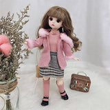 New 30cm Bjd Doll12 Moveable Joints1/6 Girls Dress 3 D Brown Eyes Toy with Clothes Shoes Kids Toys for Girls Children