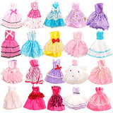 Miunana Lot 17 Pcs Handmade Girl Clothes Included 2 Coat Pants 5 Random Skirts 10 Random Shoes for 11.5 inch Girl Doll Birthday Xmas Gift