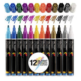 12 Paint Pens for Rock Painting, Wood, Metal, Plastic, Canvas, Tire, Rocks - Oil Paint Markers with Medium Size Tips, Painting Pen Marker