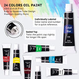 Oil Paint Set, 24 Colors x 12ml Tubes Painting Set, Non-Toxic Oil Paints for Canvas Painting, Rich Pigment and Vibrant Colors, Oil Paint Supplies for Artist, Kids and Beginners
