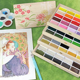 Kuretake GANSAI TAMBI 100 Color Set, Beautiful Wooden Box, Watercolor Paint Set, Professional-Quality for Artists, Water Colors for Adult, Made in Japan