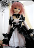 Free Gift 1/4 MSD DDD BJD Dress Suit Outfit Lolita Dress Doll Dollfie LUTS/ Black and White Mist Style / White + Black