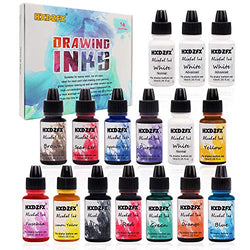 Alcohol Ink Set - 16 Vibrant Colors High Concentrated Drawing Inks, Acid-Free, Fast-Drying and Permanent Based Ink, Epoxy Resin Colour Dye, Alcohol Ink for Resin, Painting, Tumblers, Ceramic (16)
