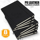 8 Pieces Lined Journal Notebook Hard Cover Notebook, Medium 5.7 x 8 Inches Journal Diary Faux Leather Notebook Writing Journal Ruled Thick Paper for Home Office Business School Men Women (Black)