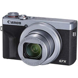 Canon PowerShot G7 X Mark III Camera w/ 1 Inch Sensor & 4k Video - Wi-Fi & Bluetooth Enabled (Silver) & LED Video Light, 64GB Transcend Memory Card, Extra Battery + Accessory Bundle