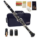 Jody Blues Clarinet Black Bb JCL-100 ABS Material 17 Keys Clarinet with Case Mouthpiece 10 Reeds and Gloves Cloth Student Clarinet