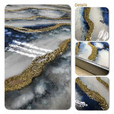 3Hdeko - Blue Gold Abstract Canvas Wall Art Agate Geode Picture for Living Room Bedroom Office Decor, Large Hand Painted Oil Painting with Silver Frame (24x32inchx2pcs)