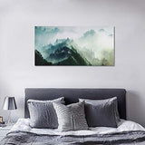 Foggy Forest Painting, Canvas Wall Art Mountain Picture Prints Hang on Wall for Interior Decoration