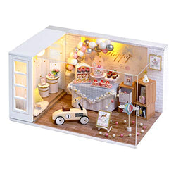 F Fityle 1:24 Scale Miniature Dollhouse DIY Wooden Creative Handcraft Miniature LED Light Furniture Doll House Kit for Little Children