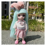 Camplab ·CAMPLAB· 1/8 16CM Bjd Doll 13 Movable Joints DIY Dress Up Cartoon Comic Eye with Clothes Window Mini Scene Decoration Crafts Cute Toys Dolls (Color : White, Size : Doll and Clothes)