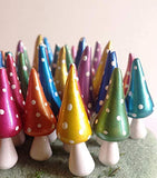 Miniature Gnome Style Mushrooms. Set of 10. Vibrantly Colored with Mica Powders. Fairy Garden Accessories.