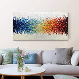 AMEI Art Paintings,24X48 Inch 3D Hand-Painted On Canvas Colorful White Background Abstract Oil Paintings Contemporary Artwork Simple Modern Home Wall Decor Art Wood Inside Framed Ready to Hang