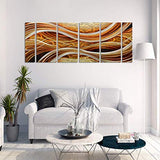 Yihui Arts Abstract Metal Wall Art for Living Room Hand Grind on Aluminum 3D Artwork Modern Pictures for Bedroom Dinning Decor (24 x 65 IN)