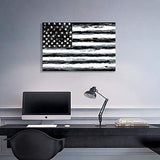 SD Soft Dance USA Flag Picture Wall Art: Black and White American Flag Stars and Stripes Painting Artwork with Hand Painted Textured for Bedroom (36'' x 24'' x 1 Panel)