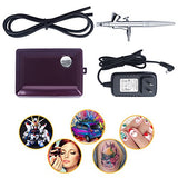 Airbrush Makeup Kit, Fy-light Cosmetic Makeup Airbrush and Compressor System for Face, Nail, Temporary Tattoos, Cake Decorating (Purple)