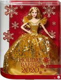 Barbie Signature 2020 Holiday Doll (12-inch Blonde Long Hair) in Golden Gown, with Doll Stand and Certificate of Authenticity, Gift for 6 Year Olds and Up