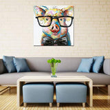 Muzagroo Art Happy Pig Oil Paintings for Living Room Huge Canvas Wall Art Wall Decor(40x40in)