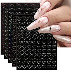 JMEOWIO 9 Sheets Love Heart Nail Art Stickers Decals Self-Adhesive Pegatinas Uñas Valentines Day Luxury Nail Supplies Nail Art Design Decoration Accessories