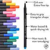 Arteza Fineliner Pens and Coloring Book Bundle, Drawing Art Supplies for Artist, Hobby Painters & Beginners