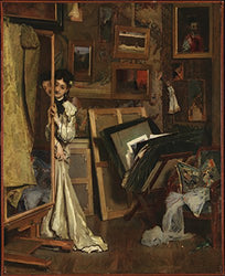 Alfred Stevens - La Psyché (My Studio), Canvas Art Print, Size 20x24, Canvas Print Rolled in a Tube