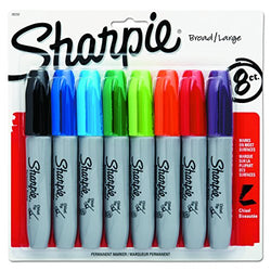 Sharpie 38250PP Permanent Markers, Chisel Tip, Assorted Colors, 8-Count