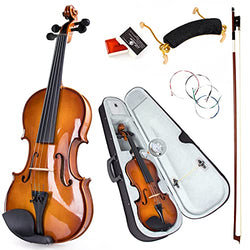 Violin 4/4 Full Size,Kmise Solid Wood Fiddle Set for Adults Beginners Students,with Violin Bow,Hard Case with Hygrometer,Shoulder Rest,Rosin,Extra Strings