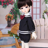 MEESock BJD Clothes Pants Two-Piece Outfits Dark Blue Navy College Style Uniform, for 1/3 1/4 1/6 SD Dolls Dress Up,1/4