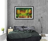 Hand Painted Oil Painting Canvas Wall Art Red Green Abstract Impressionist Forest Walking Romantic Couples Hand Made Framed Matted 3D Brushstroke Texture for Home Decor Living Bed Office Kitchen Bath Room