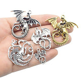 20 PCS Dragon Pendants Collection - Mixed Antique Silver Bronze Gold Green Patina Tarrasque