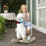 labebe - Baby Rocking Horse Wooden, Plush Stuffed Rocking Animals White, Kid Ride on Toys for 1-3 Years Old, Llama Rocking Horse for Girl&Boy, Toddler/Infant Rocker for Nursery, Kid Riding Toys/Horse