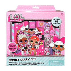 LOL Surprise Secret Diary Set for Girls W/ Diary, Lock, Key, Stamp Pad, & Two Sticker Sheets, Every Girls Dream & Best Gift Or Present for Your Daughter