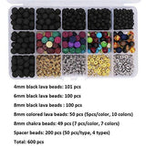 Lava Bead Kit, 600 Pcs Lava Beads Stone Rock Diffuser Balls Kit Set | Black & Colored | Chakra