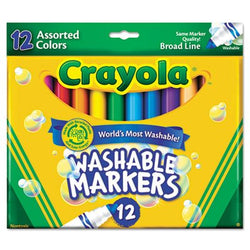 Crayola : Washable Markers, Broad Point, Classic Colors, 12/Set -:- Sold as 1 ST