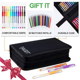 Glitter Gel Pens, Glitter Pen with Case for Adults Coloring Books, 160 Pack Artist Colored Gel Markers with 40% More Ink for Drawing Scraobooking Writing Doodling