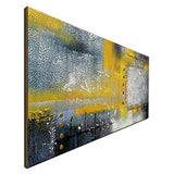 Large Abstract Yellow Gray Canvas Artwork Handmade 3D Textured Linen Wall Art Picture Framed Oil Painting Ready to Hang 60x30inch