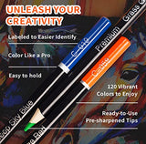 Colored Pencils Set of 120 Colors, Premium Drawing Pencils Art Supplies with 11 PCs Tools, 2 x 50 Sheets Sketch Books, Art Drawing Set for Adults, Beginners & Pros, All-in-1 Coloring Pencils Set