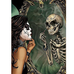 5D Diamond Painting Skull Girl, Full Drill Adults Paint by Number Kits for Wall Decor DIY Embroidery Pattern Arts Craft Gift 12 x 16 Inches