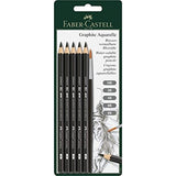 Faber-Castell Graphite Aquarelle Water-soluble Pencils assorted set of 5 with brush