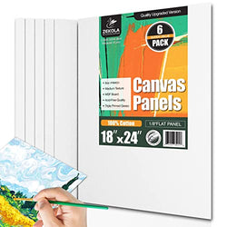 Painting Canvas Panels 18x24 inch 6 Pack, Flat Canvases for Painting 8oz Triple Primed 100% Cotton Acid-Free Blank Art Paint Canvas for Acrylic Oil Watercolor Tempera Paints