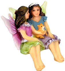 Twig & Flower Miniature Fairy Garden Sisters Alice & May (Hand Painted)