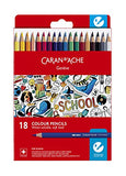 Caran d'Ache School Line Water-soluble Color Pencils, 18 Colors