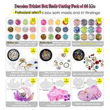 Funshowcase Trinket Box Resin Silicone Mold Set Jewelry Making 86 Kits Glitter Confetti Mermaid Pearl Iridescent Flims Pipettes Droppers Wood Sticks